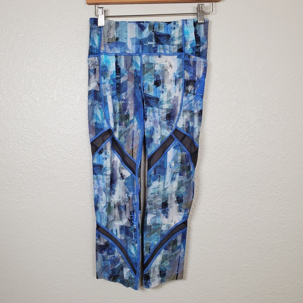 Lululemon On Pace‎ Crop Leggings Size 4 Womens 21" Sun Dazed Multi Blue Yoga Run